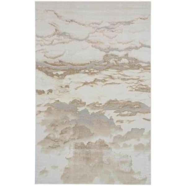 HomeRoots 10 x 13 Gray and Ivory Abstract Area Rug