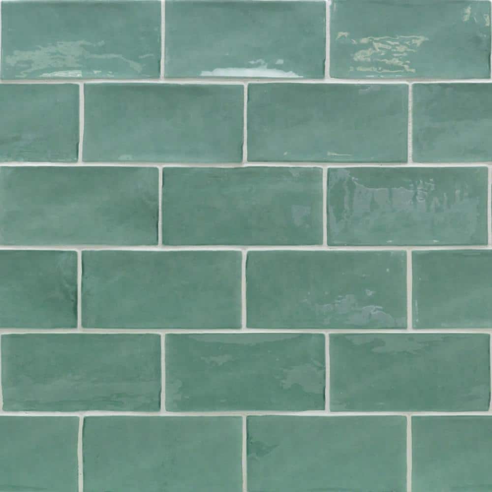 Messi Green Polished Ceramic Subway Wall Tile 3x6