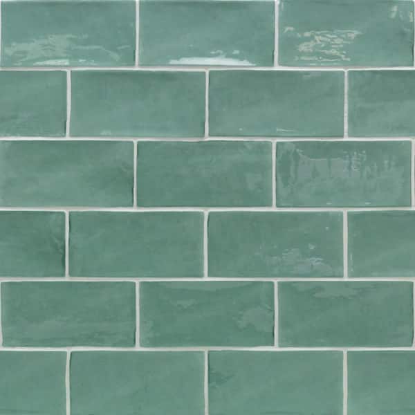 Ivy Hill Tile Catalina Green Lake 3 in. x .31 in. Ceramic Wall Sample