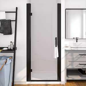 30 in. to 32 in. W x 72 in. H Pivot Swing Frameless Shower Door in Black with Clear Glass