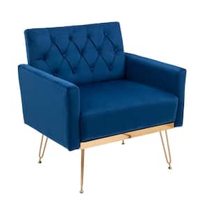 Navy Accent Chair with Rose Golden Feet