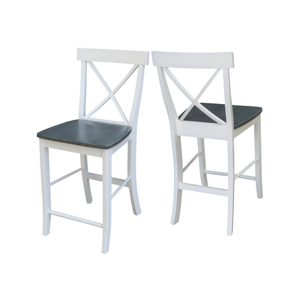 Heather Gray & White Round Wood Counter Height Dining Set