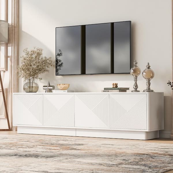 Harper & Bright Designs Modern White 20.4 in. H LED Storage Cabinet ...