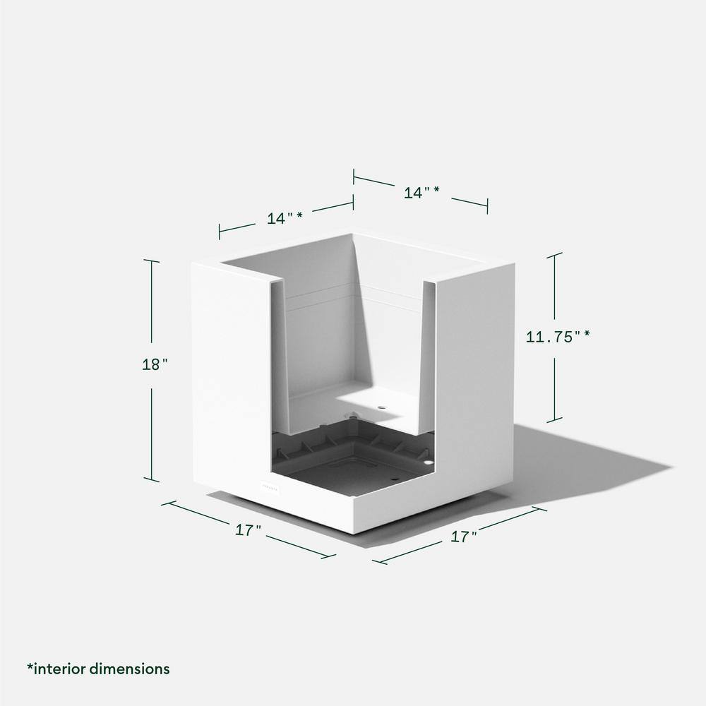 White 18" Square Modern Plastic Planter