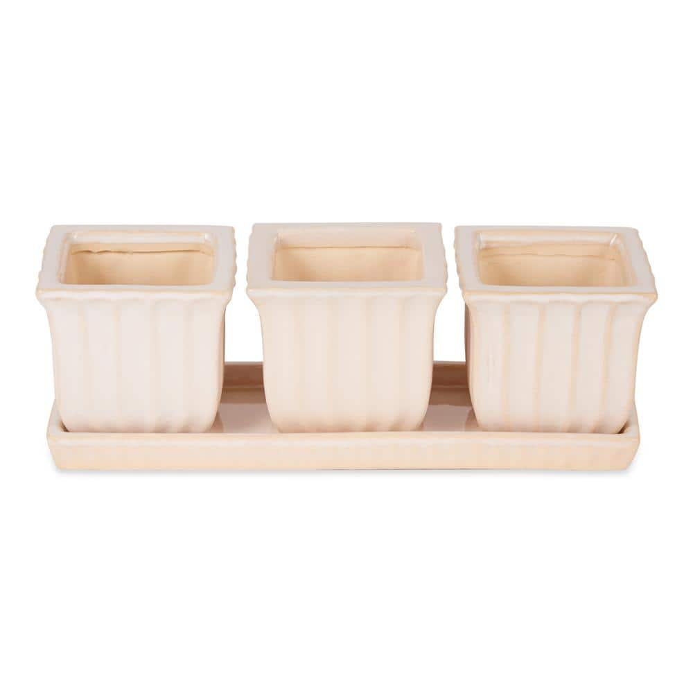 Set of 3 Mini 4.25in x 4.5in Round Plastic Storage Baskets