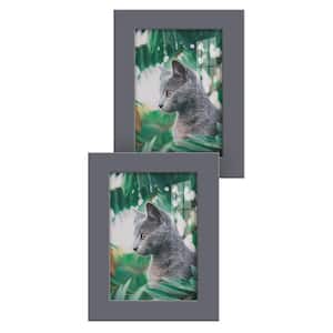 Modern 3.5 in. x 5 in. Grey Picture Frame (Set of 2)