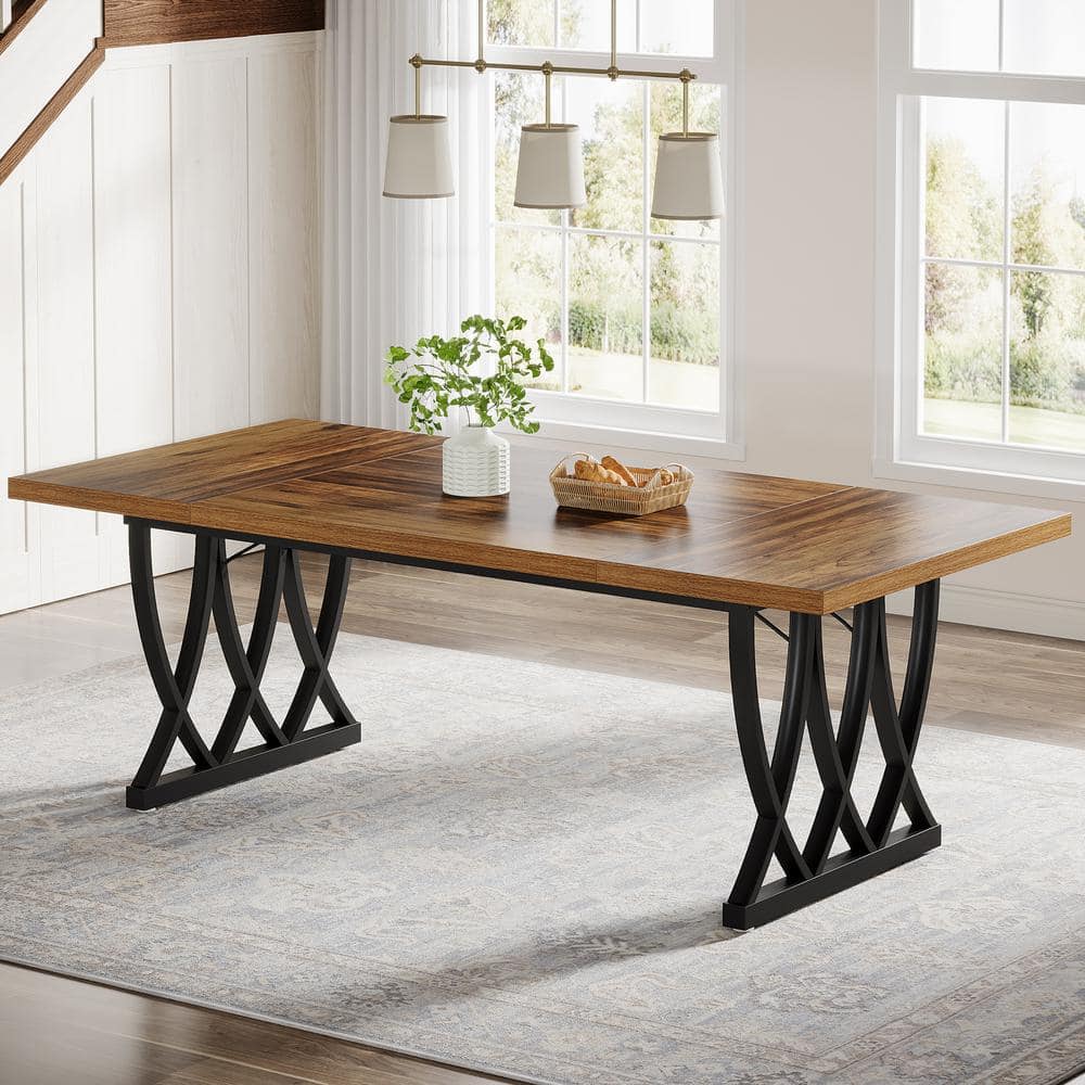 BYBLIGHT Roesler Rectangular Brown and Black Wood 70.86 in