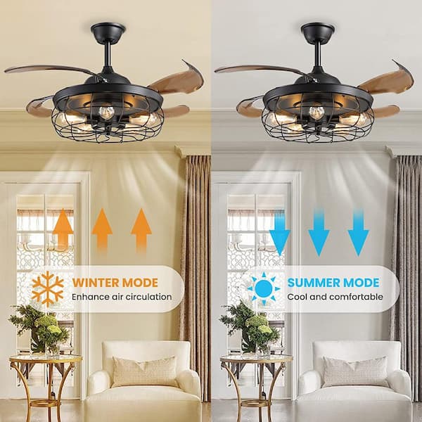 ANTOINE 36 in. Black Ceiling Fan Indoor with Lights and Remote