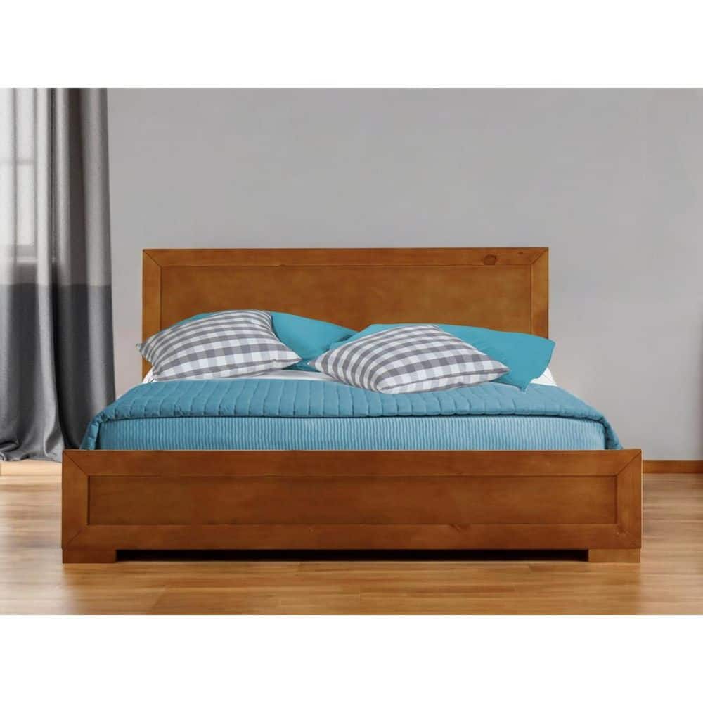 Brown Wood Frame King Panel Bed
