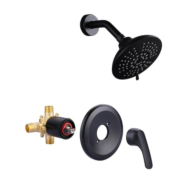ARCORA Single Handle 5-Spray Shower Faucet 1.8 GPM with 6 in. Adjustable Heads in Matte Black