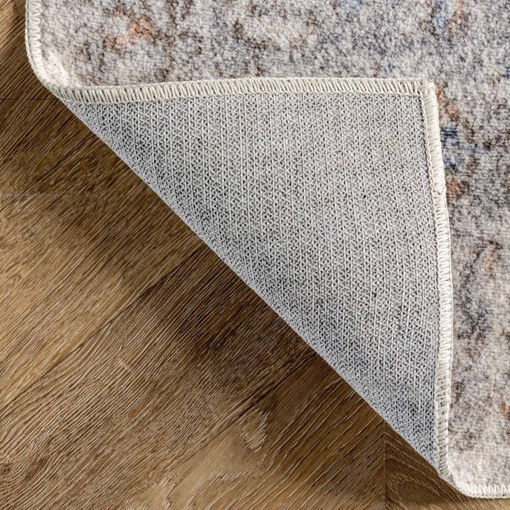 Easy-Care 8' x 10' Gray Synthetic Rectangular Washable Rug