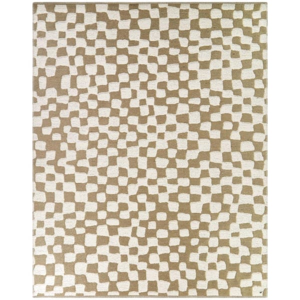 Hines Tan 8 ft. x 10 ft. Checkered Area Rug