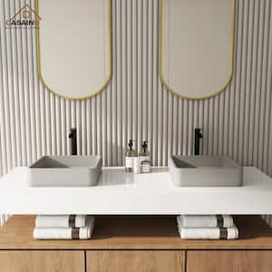 Concrete Square Bathroom Sink Vessel Sink Art Basin in Cold Concrete Grey with the Same Color Drainer