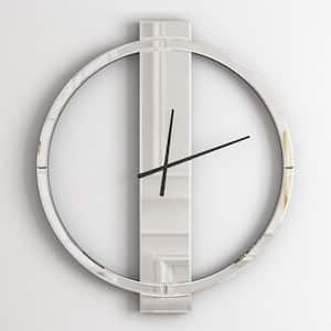 Modern Silver Mirror Wall Clock, Round Analog with Black Hands for Living Room Decor