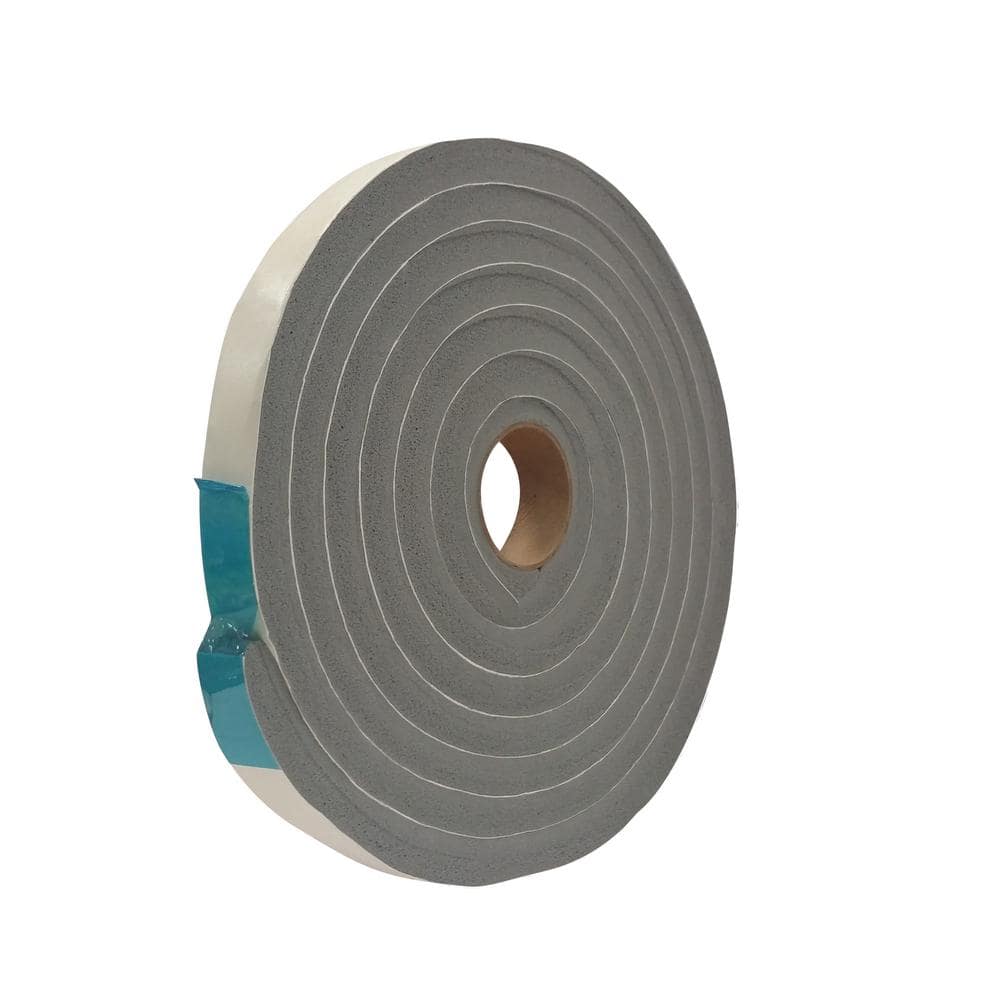 Closed Cell 3/8 Thick Frost King Vinyl Foam Tape 10 L 1 1/2 W Moderate Compression Grey