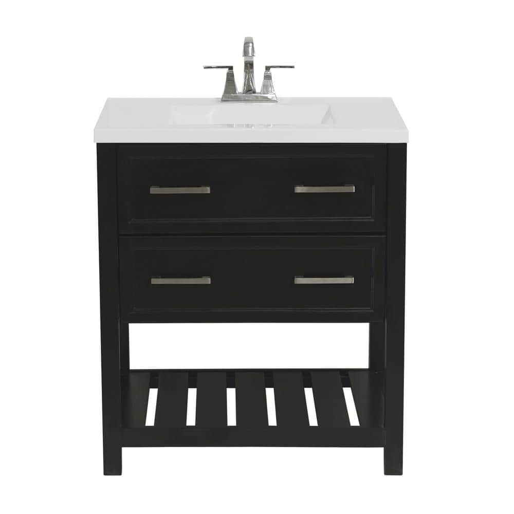 Milan 31 in. Bath Vanity in Espresso with Cultured Marble Vanity Top in White with White Basin price history on PriceWatchPro
