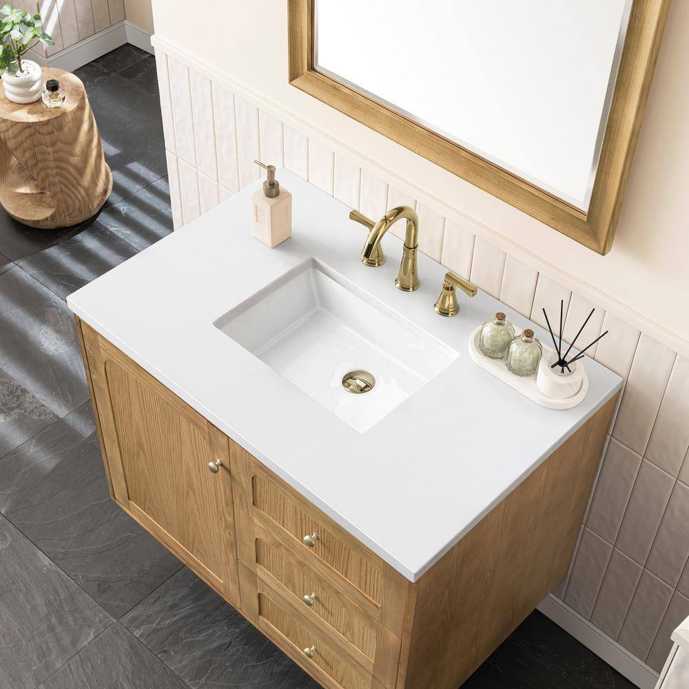 Laurent 36'' Light Natural Oak Single Vanity with Quartz Top