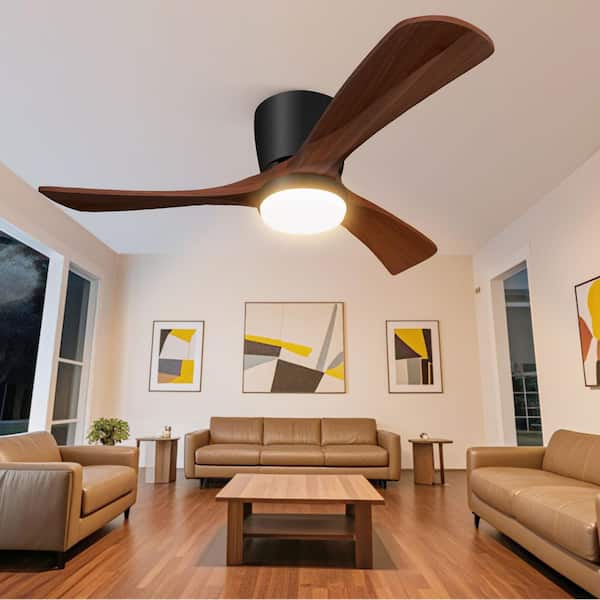 42 in. Smart Indoor Black Ceiling Fan with LED Light and App Remote Control 3 Colors Adjustable and Reversible DC Motor