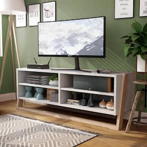 Addis 62.50 in. W Beige TV Console with 4-Shelves Fits TV's Up to 70 in. With Cable Management