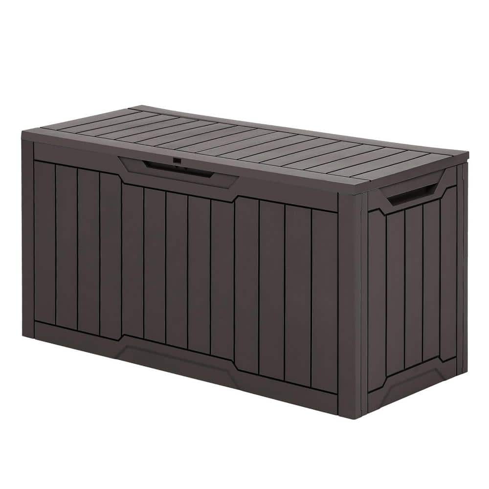 80 Gal. Dark Brown Weather Resistant Resin Deck Box with Lockable Lid