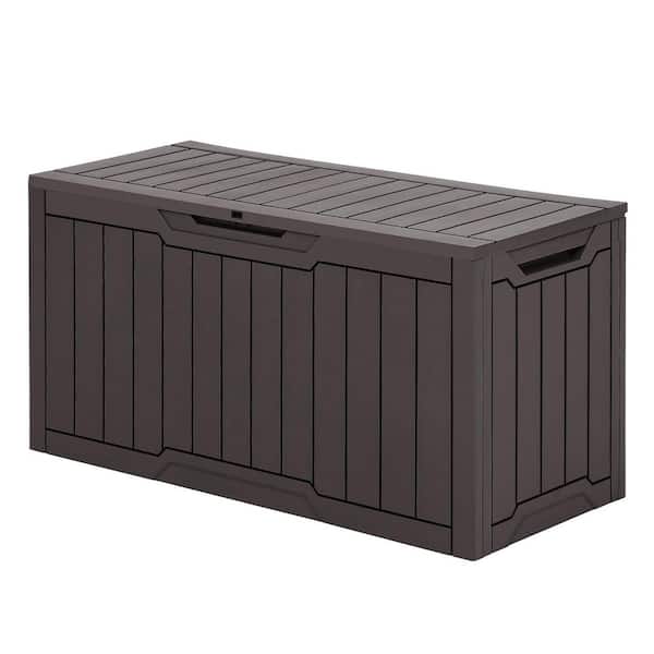 80 Gal. Dark Brown Weather Resistant Resin Deck Box with Lockable Lid