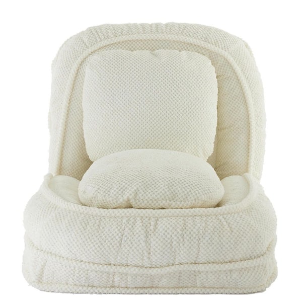 Extra Large White Polyester Dog Bed/Human Dog Bed with 5 Adjustable Position for Large Dog