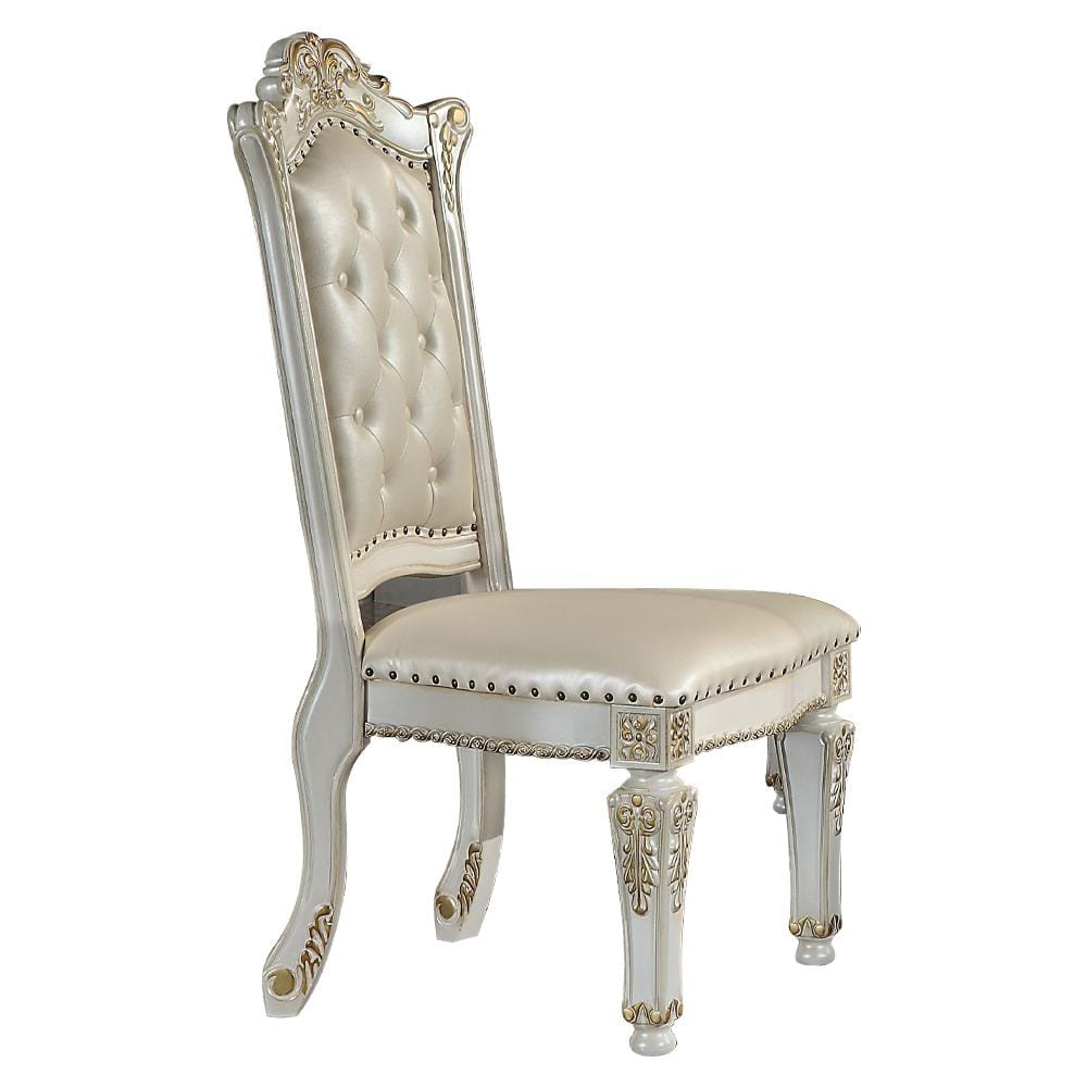 Vendome White and Gold Upholstered Wood Side Chair