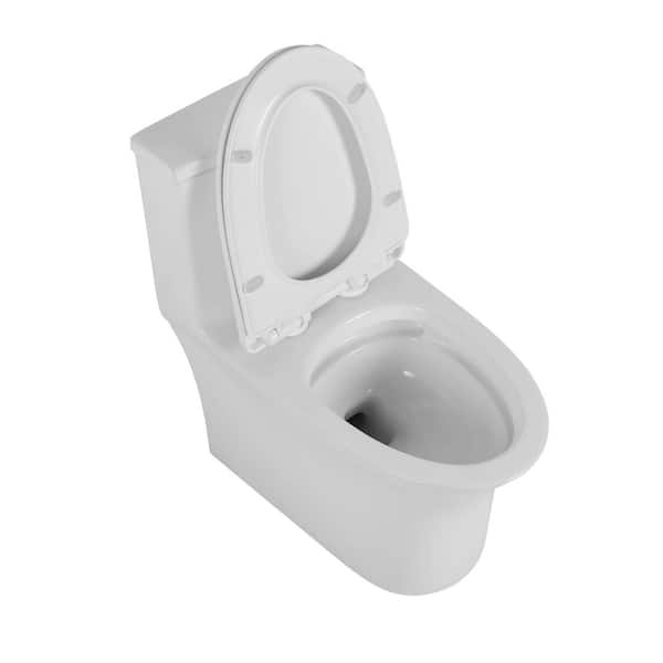 One-Piece 1.1/1.6 GPF Round Dual-Flush One Piece Toilet in White, Soft Close Seat Included, longated Comfort Height