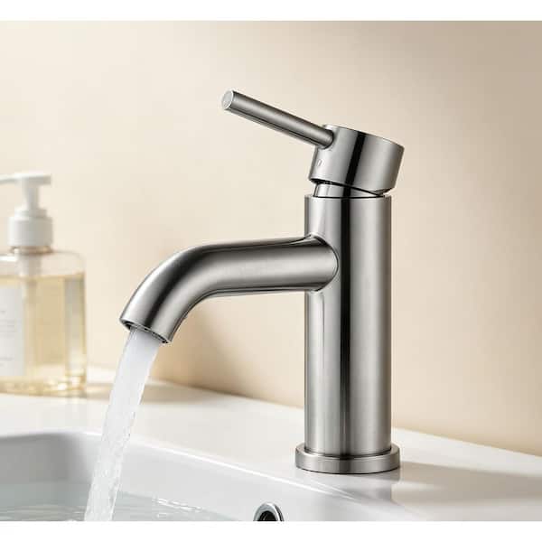 Modern Luxurious Single Handle Single Hole Bathroom Sink Faucet Bathroom Faucet with Handle in Brushed Nickel