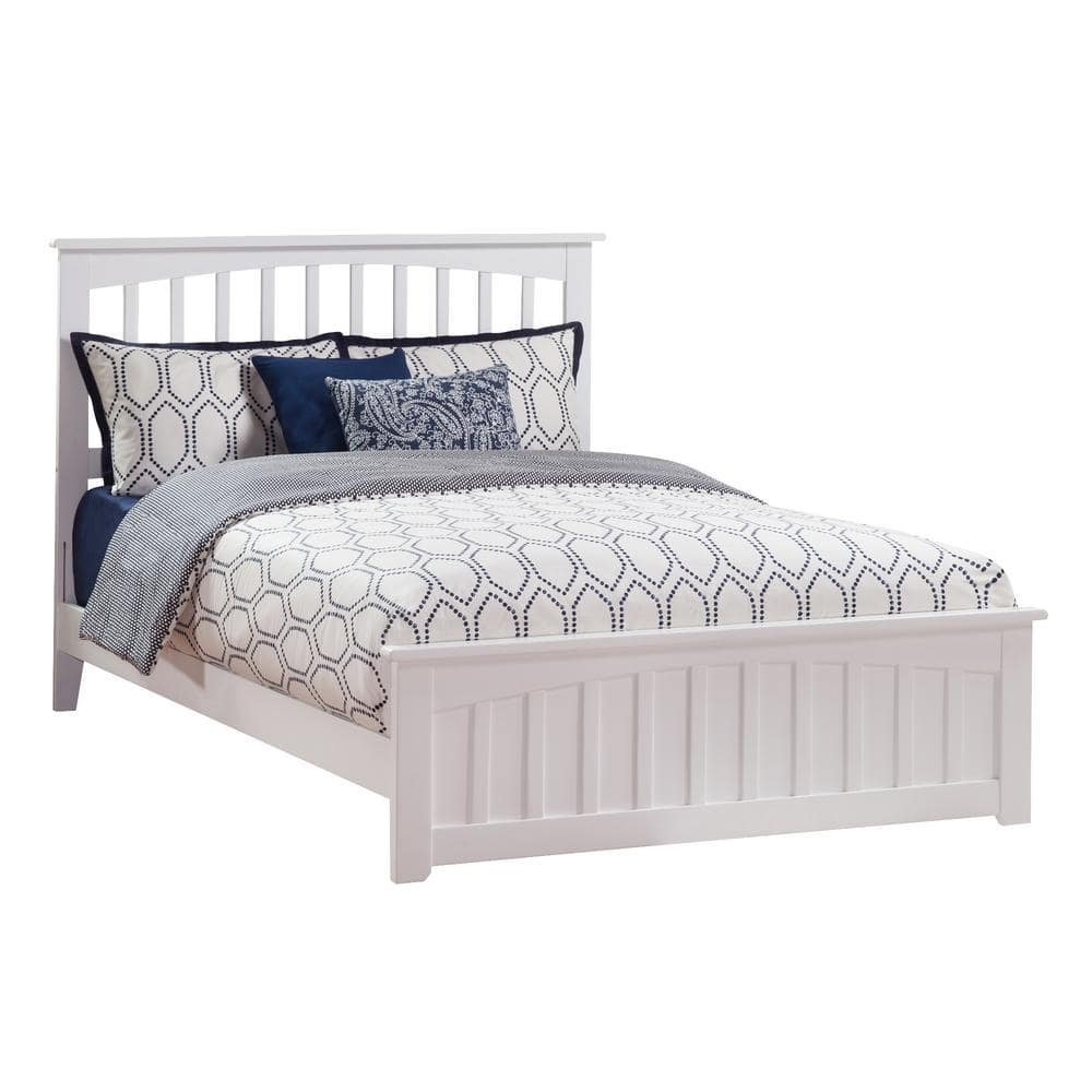 White Queen Mission Solid Wood Platform Bed with Slats