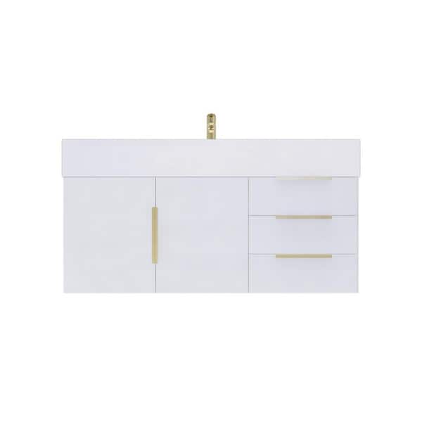 Bethany 42 in. W x 20 in. D x 22 in. H Single Sink Floating Bath Vanity in High Gloss White with White Acrylic Top