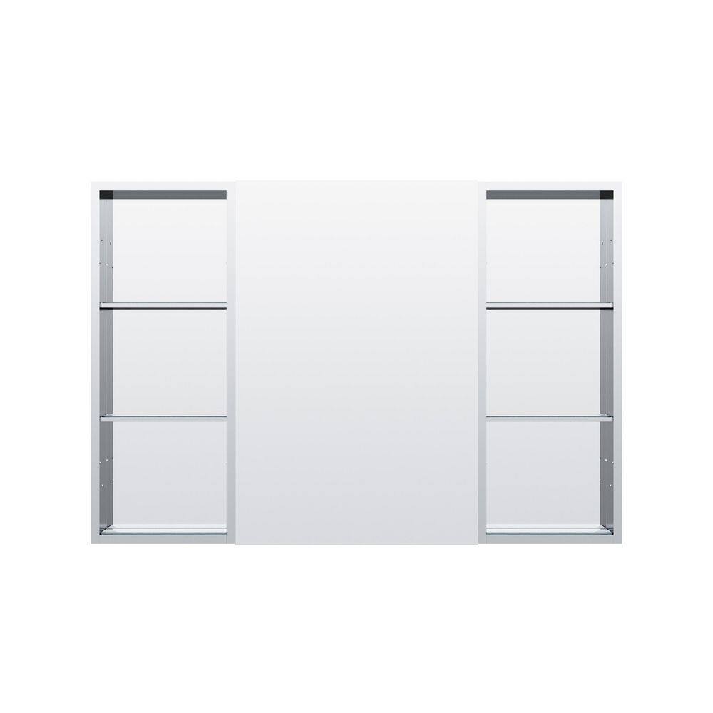 44 in. W x 30 in. H Rectangular Medicine Cabinet with Mirror in Silver with Adjustable Shelves, Soft-Close, Side Cabinet price history on PriceWatchPro