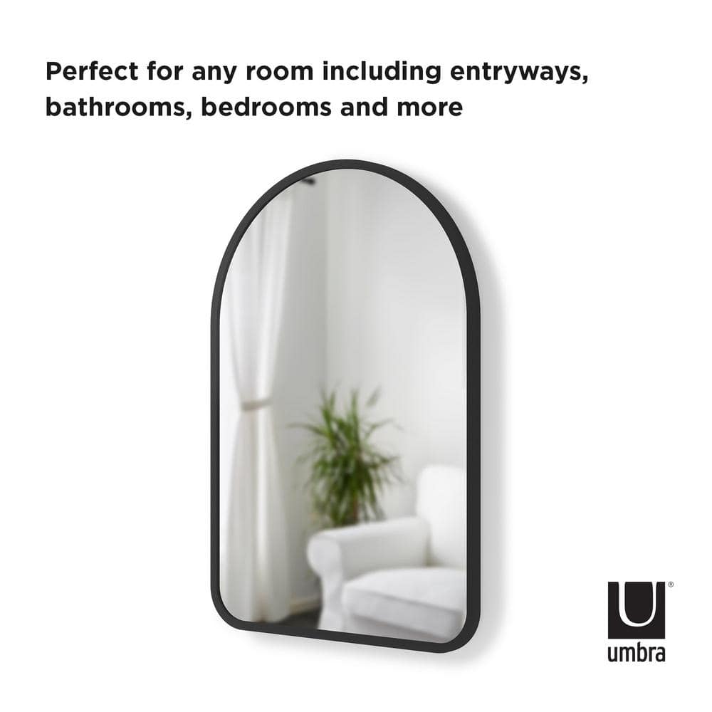 Modern Hub 39.5'' Black Wood Arched Wall Mirror