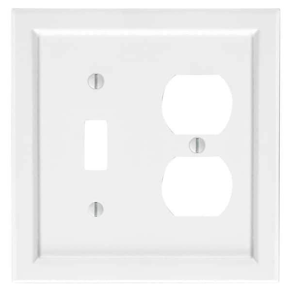 AMERELLE Shaker 2-Gang White 1-Toggle/1-Duplex BMC Wood Wall Plate