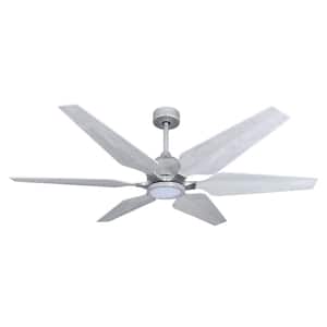 Optum 60 in. Integrated LED Indoor/Outdoor Brushed Nickel Smart Ceiling Fan with Light and Remote Control