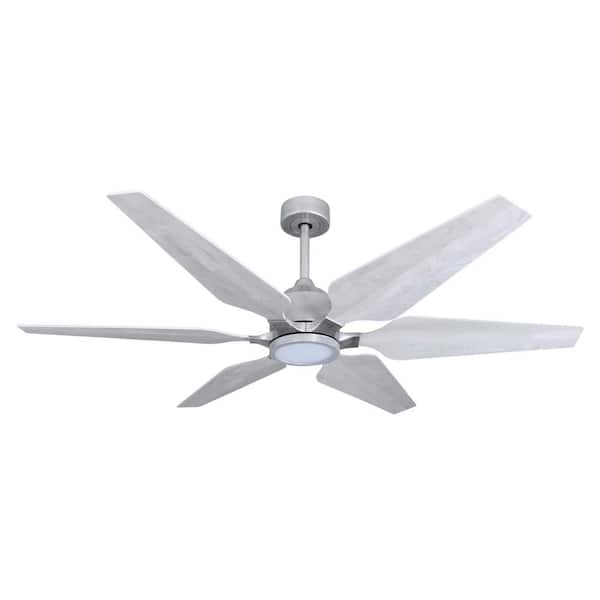 TroposAir Optum 60 in. Integrated LED Indoor/Outdoor Brushed Nickel Smart Ceiling Fan with Light and Remote Control