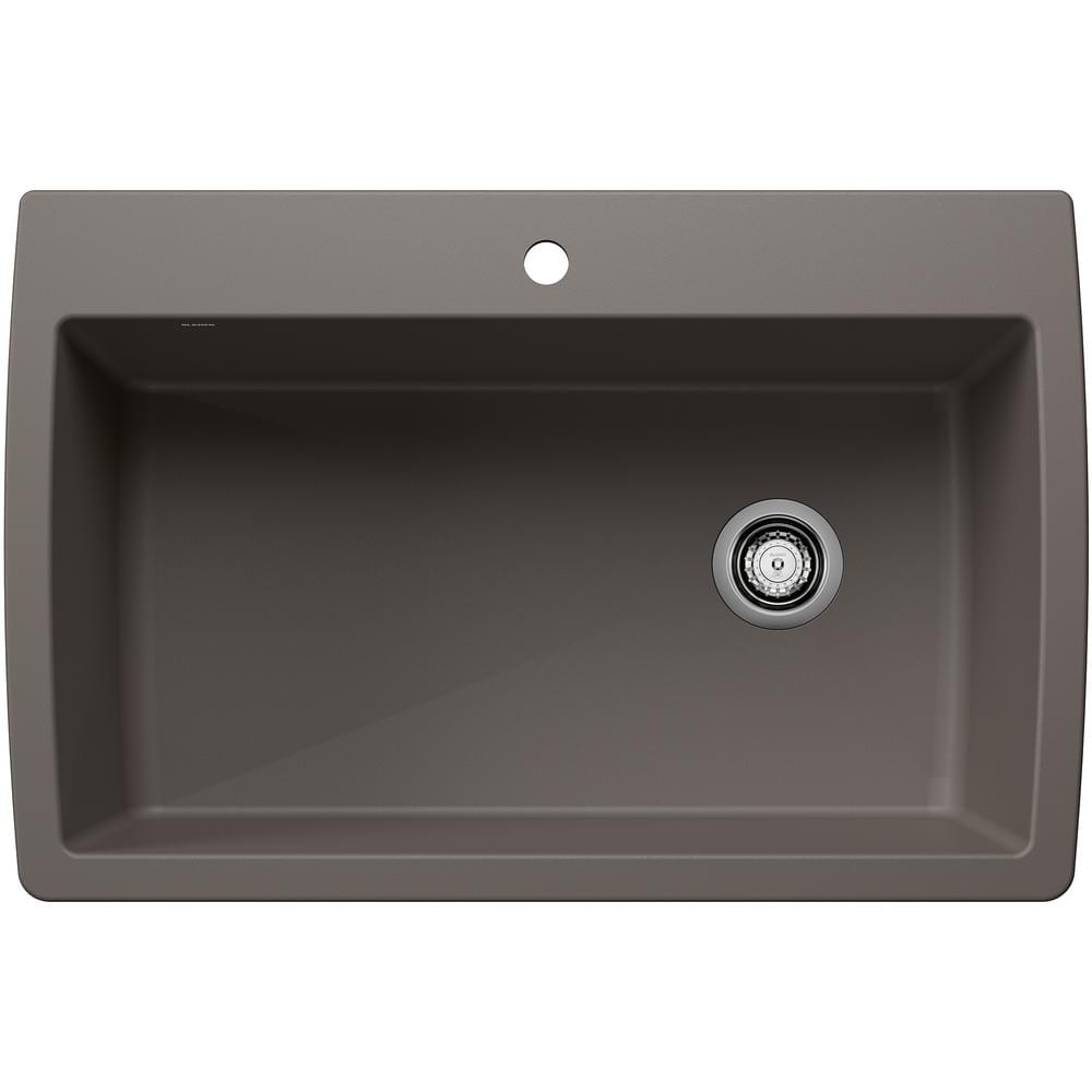 Diamond Silgranit 33.5 in. Drop-In/Undermount Single Bowl Volcano Gray Gran
