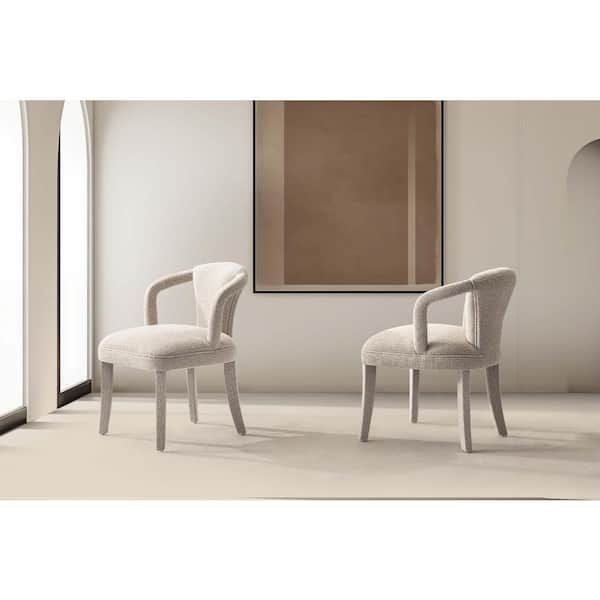 Palmer Modern Gold Dust Tweed Upholstered Dining Armchair (Set of 2)