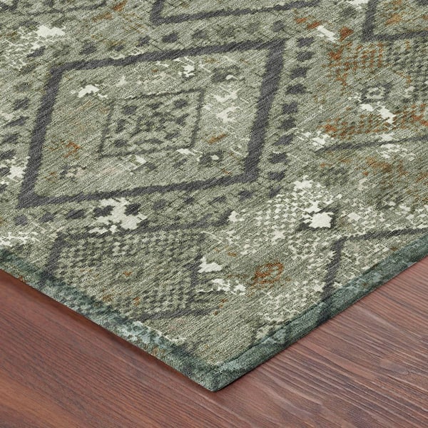 Chantille Machine Washable Indoor/Outdoor Abstract ACN2470 Basil 9 ft. x 12 ft. Area Rug