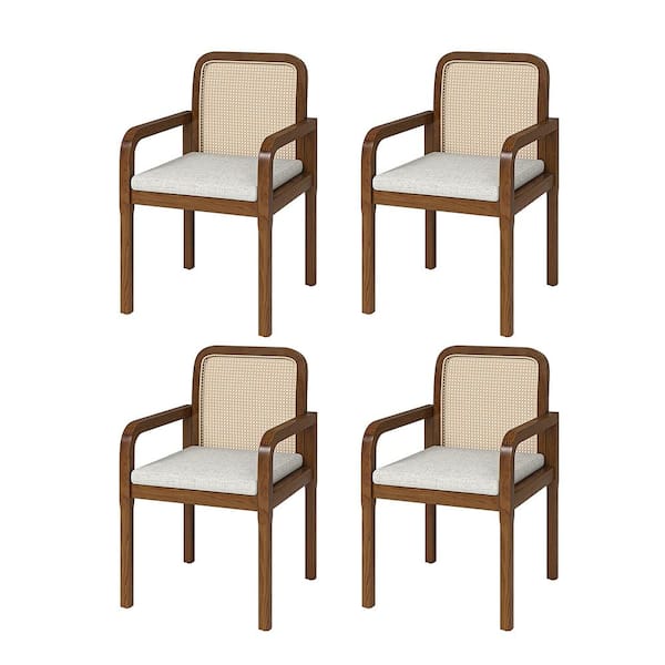 JAYDEN CREATION Gilbert Acorn Modern Rattan Dining Chair with Removable Cushion (Set of 4)