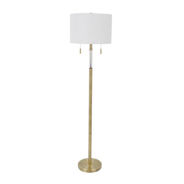 Decor Therapy Ferina 61.5 in. Antique Brass Metal Floor Lamp with Twin Pull Chain