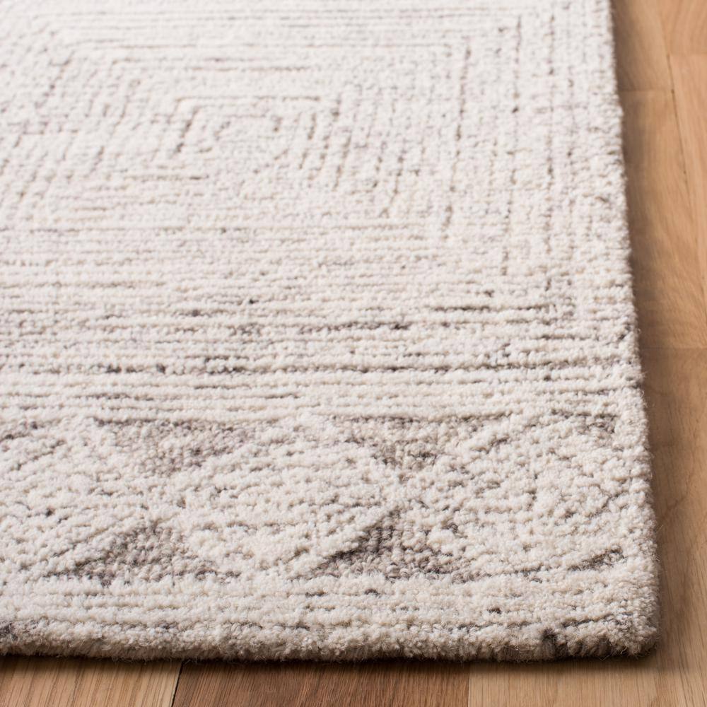 Gray Abstract Hand Tufted Wool Square Area Rug