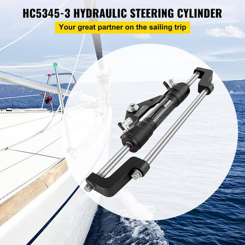 Hydraulic Steering Cylinder 300HP Hydraulic Steering Front Mount No Hose and Helm Hydraulic Outboard Marine Steering Kit