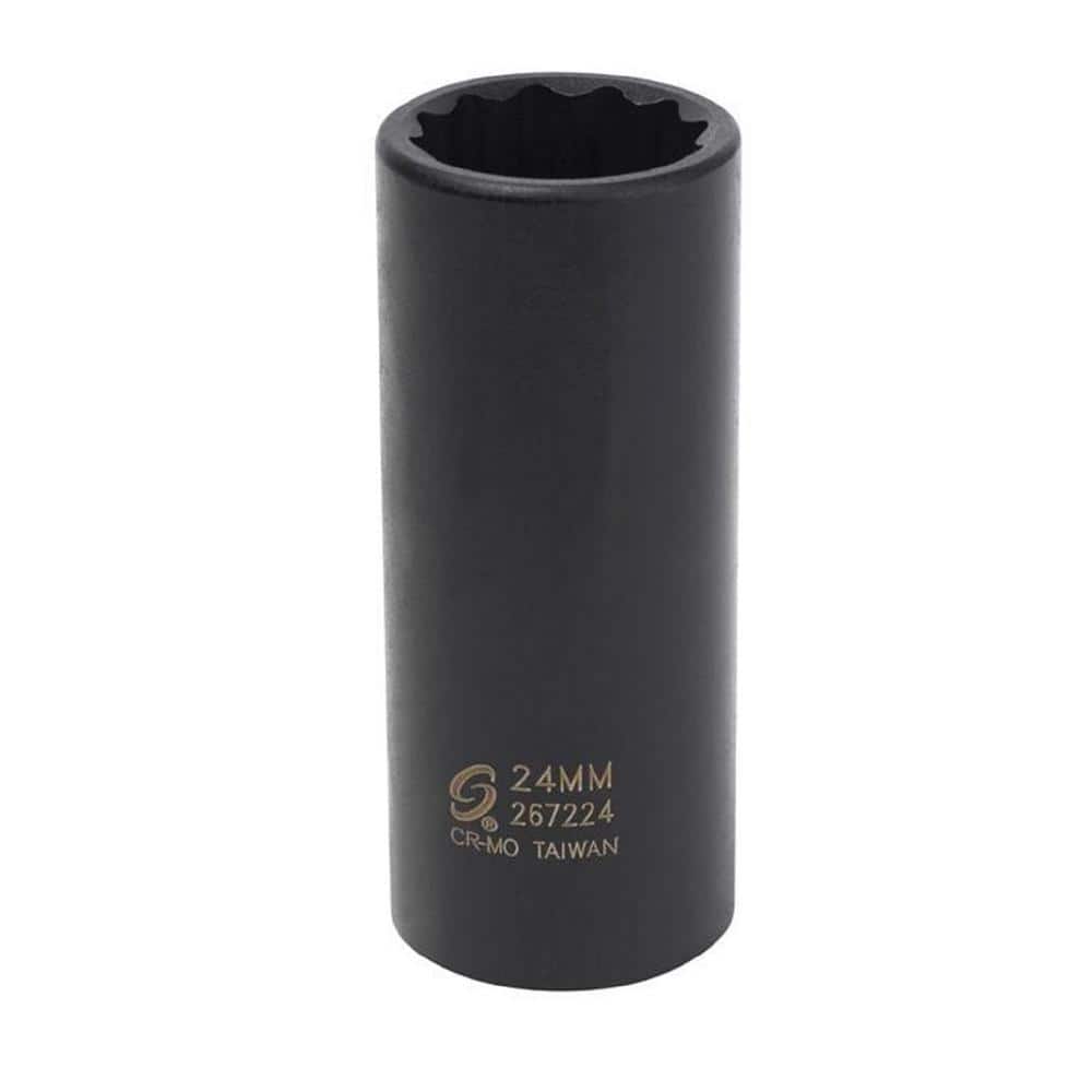 Metric Cr-Mo 1/2-Inch Drive by 24mm Shallow Impact Socket 6-Point 