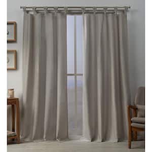 Loha Beige Solid Light Filtering Braided Tab Top Curtain, 54 in. W x 84 in. L (Set of 2)
