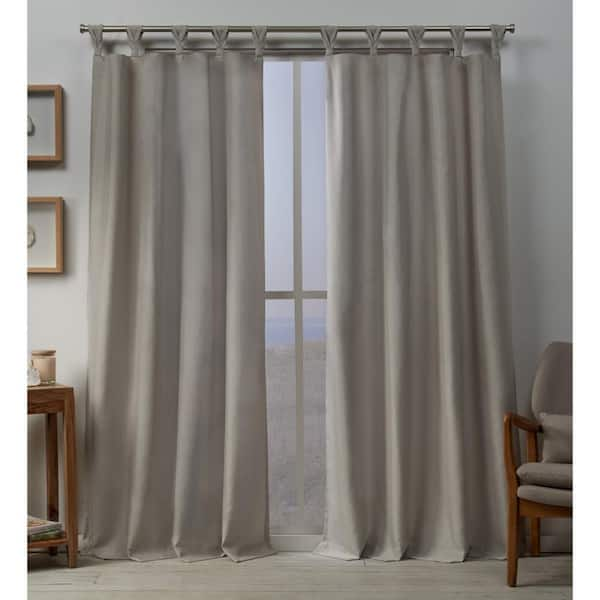 EXCLUSIVE HOME Loha Beige Solid Light Filtering Braided Tab Top Curtain, 54 in. W x 84 in. L (Set of 2)