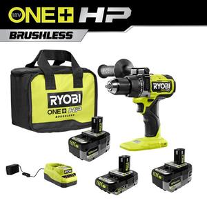 ONE+ 18V Lithium-Ion 2.0 Ah, 4.0 Ah, and 6.0 Ah HIGH PERFORMANCE Batteries and Charger Kit w/ HP Brushless Hammer Drill