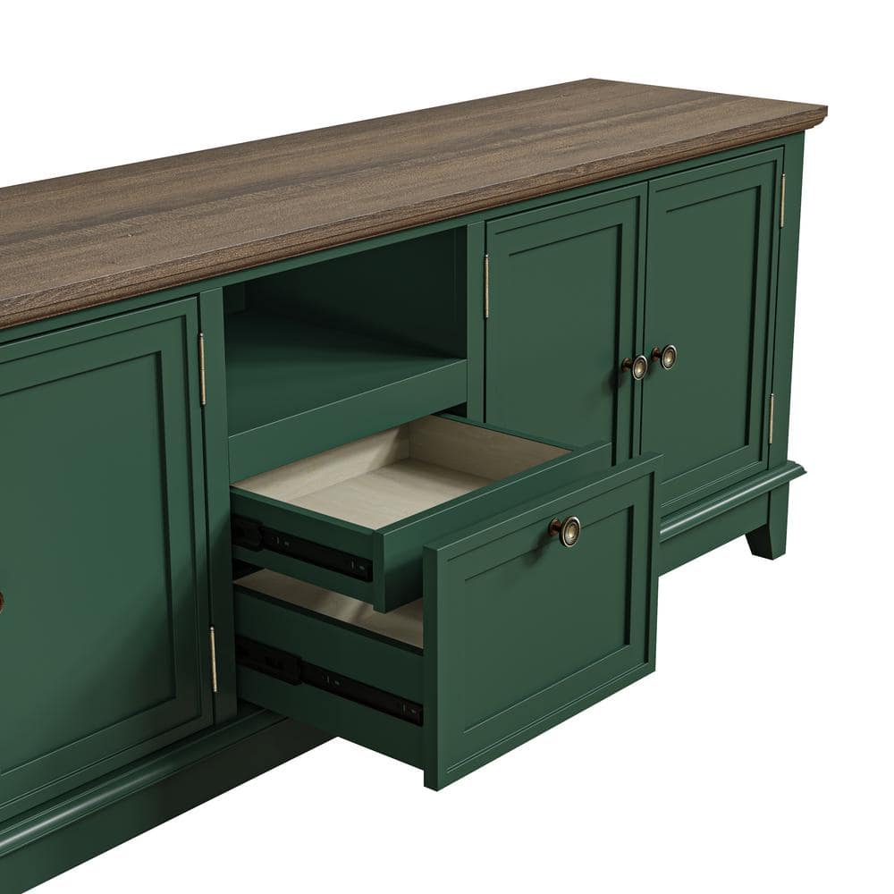 Festivo 72" Green Wood TV Stand with Hidden Drawer