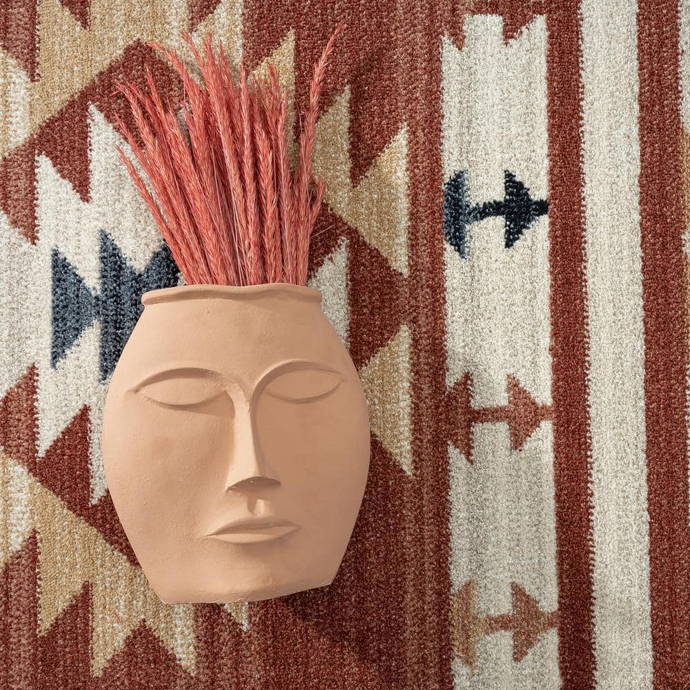 Southwestern Red and Beige 8' x 10' Synthetic Area Rug