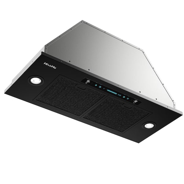 HisoHu 42 in. 900 CFM Ducted Insert Range Hood in Black Stainless Steel with LED Lights